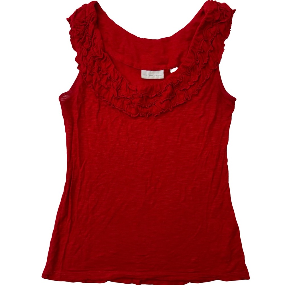 Red Ruffle Trim Women’s Tank Top - Size Small